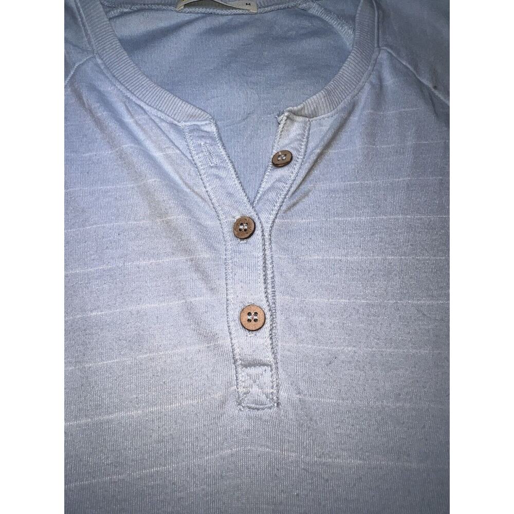 Marine Layer Shirt Womens Size M Light Blue Striped Long Sleeve Henley Lounge - Picture 7 of 16